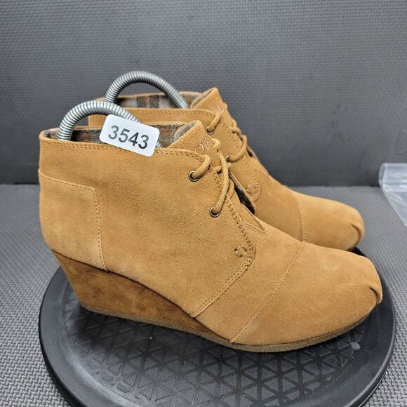 Womens Sz 9.5 Brown Skechers Bobs Suede Ankle Booties - Picture 1 of 8